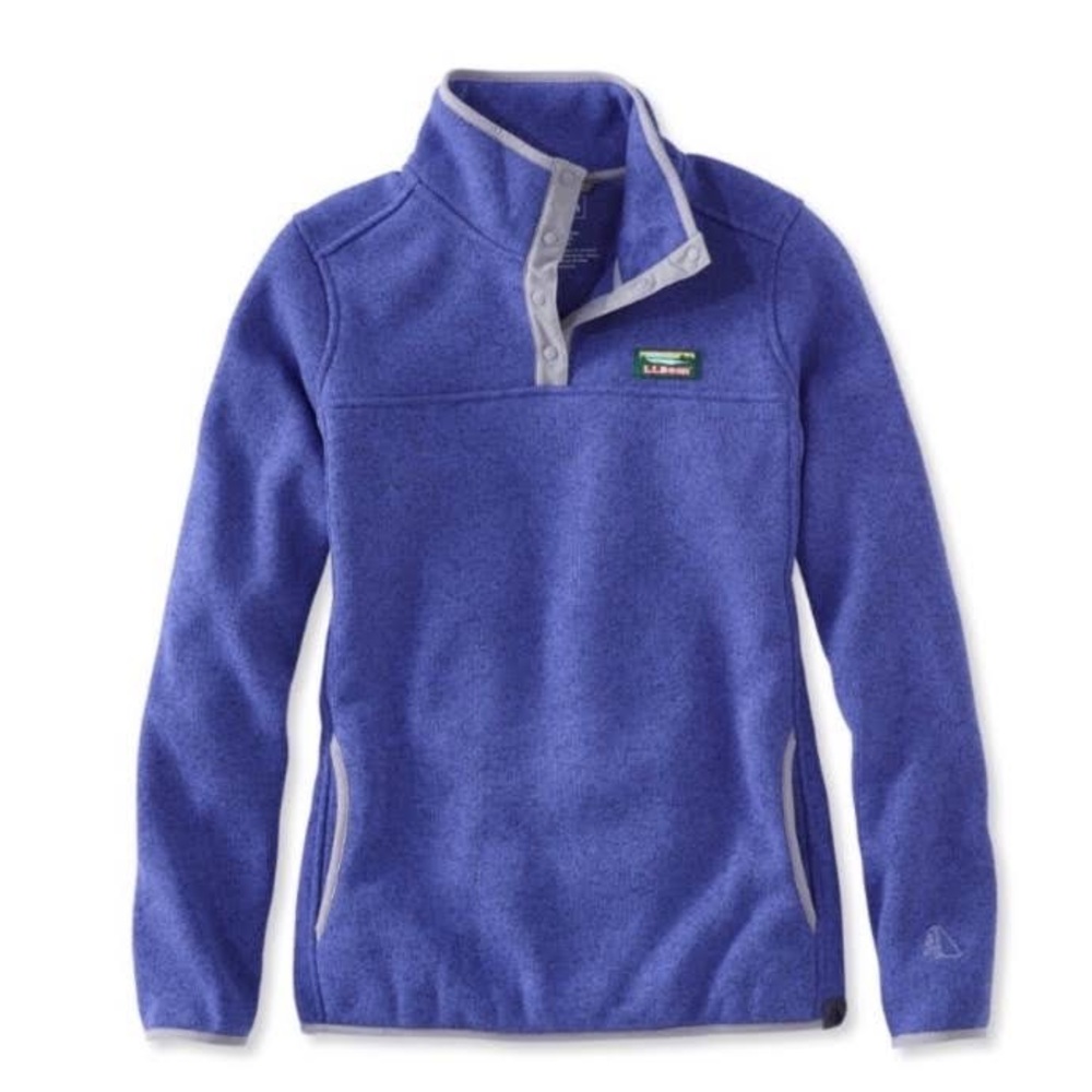 L.L. Bean Sweater Fleece Pullover Snap Top Logo